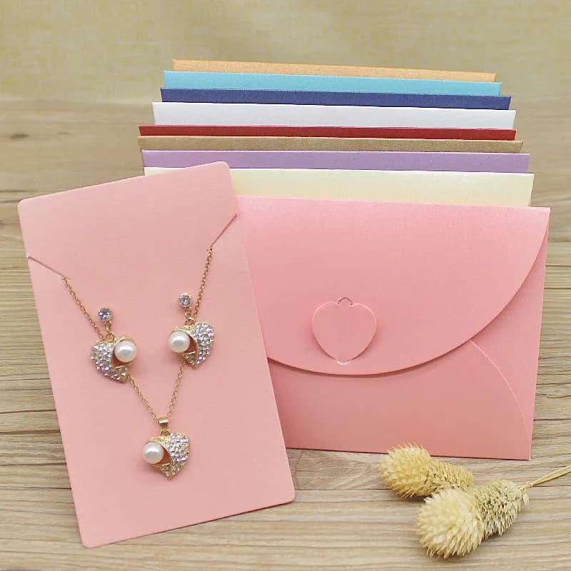 10pcs 10*15cm Pink Jewelry Box with Necklace Earring Card Paper Gift Package Box Candy Wedding Favors Package Box