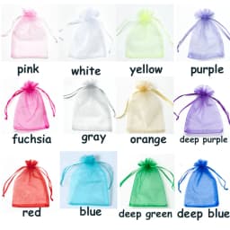 Wholesale 50pcs/lot Adjustable Organza Bag 5x7cm 7x9cm 9x12cm 10x15cm Drawstring Jewelry Packaging Candy Wedding Gifts Pouches