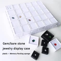 70Pcs Transparent Gemstone Display Box Ring Face with Bare Gemstone Plastic Transparent Diamond Display Box 3x3cm 4x4cm