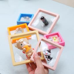 Transparent PE Film Jewelry Storage Box Color 3D Floating Display Frame Coin Dustproof Exhibition Ring Earrings Organizer Case
