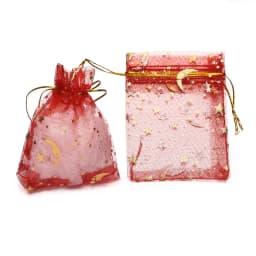 50pcs/Lot 7x9 9x12 10x15 13x18cm Printing Star Moon Christmas Organza Sack Drawstring Charm Packaging Bags Daily Jewelry Making