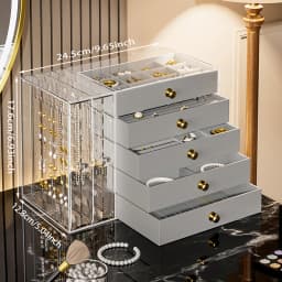 Transparent Drawer Style Velvet Jewelry Storage Box Earring Necklace Multi-layer Jewelry Storage Case Fashionable Accessory O...