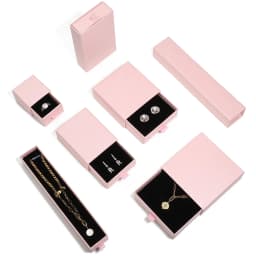 1pcs Pink Color Kraft Paper Drawer Jewelry Packaging Box Necklace Bracelet Gift Display Case Boxes Cardboard Jewelry Storage