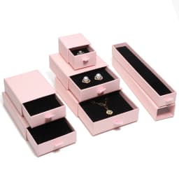 1pcs Pink Color Kraft Paper Drawer Jewelry Packaging Box Necklace Bracelet Gift Display Case Boxes Cardboard Jewelry Storage