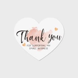 Pink Thank You For Supporting My Small Business Heart Shaped Greeting Cards Label Tag Gift Box Decoration Packaging Supplies
