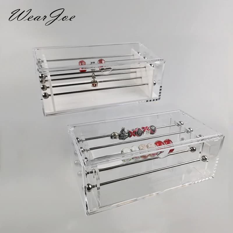 Large Capacity Bracelet Charm Collection Case Rondelles Beads Acrylic Organizer Storage Box Pendant Trollbeads Holder Stand Rods