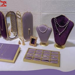 Fashion Purple Velvet Series Jewelry Display Props Window Ring Necklace Display Stand Earrings Bracelet Stand