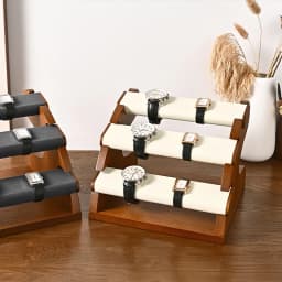 Oirlv 3 Layer Wooden Watch Stand Jewelry Organizer Jewelry Display Rack Large Capacity Watch Display Props Bracelet Jewelry Rack