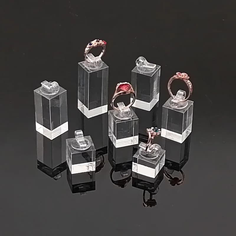 7Pcs Different Height Acrylic Round/Square Finger Ring Jewelry Display Stand Holder Photography Props Showcase Organizer Rack