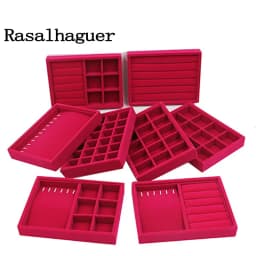 Organizer Soft RoseRed Velvet Handmade DIY Jewelry Box 9 Options Drawer Storage Jewellery Earring Necklace Pendant Bracelet Tray