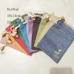 50Pcs/Lot 8x10 10x14 12x15cm Style Lotus Linen Jute Fabric Gift Bags Burlap Drawstring Storage Pouch Cotton Linen Packaging Bags