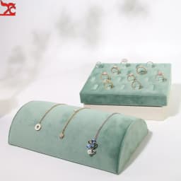 Metal Jewelry Exhibitor Tray Green Velvet Jewelry Display Rack Counter Display Library Jewelry Exhibitors Storage Of Jewelry