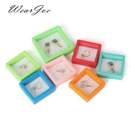 Colorful Travel PE Film Jewelry Storage Box Set Rings Bracelet Coin Gems Organizer 3D Floating Frame Dustproof Exhibition Decor