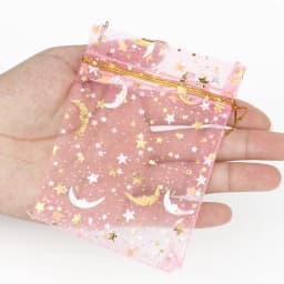 50pcs/lot Moon Star Organza Bags 17x23cm Big Christmas Drawstring Gift Bag Charm Jewelry Packaging Bags & Pouches