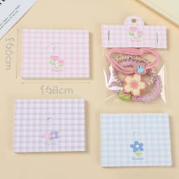 50pcs 6x8cm Korea Pink Plaid Kraft Paper Tag Packaging Cards for DIY Jewelry Bracelet Retail Tag Hair Accessories Display Labels