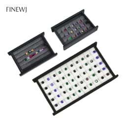 Jewelry Gem Stone Display Holder Loose Diamond Storage Case V Groove Jar Gemstone Size Selecting Tray White Leather Grey Velvet