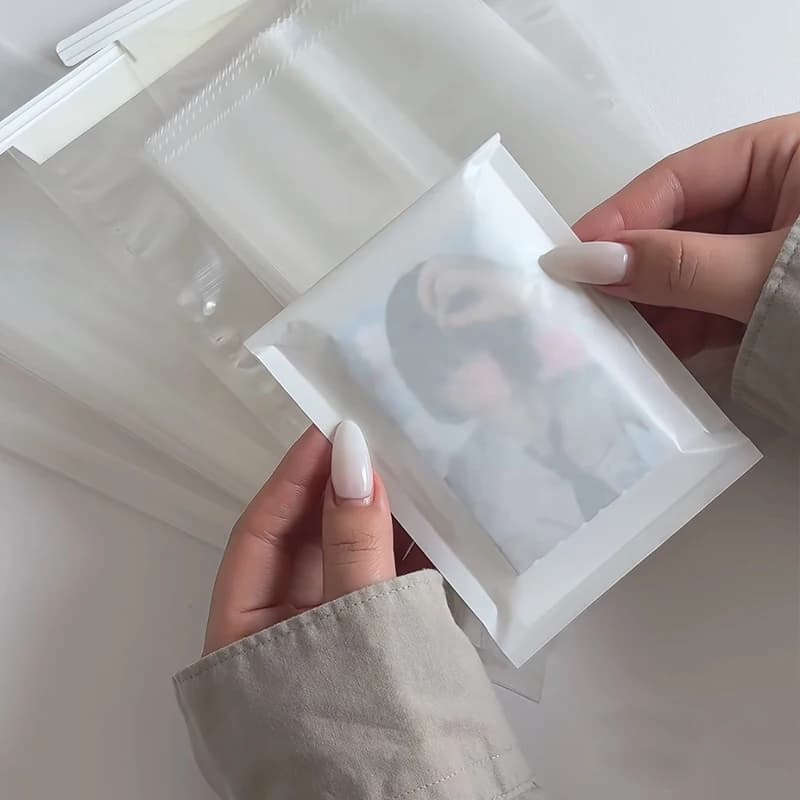 50pcs Self Adhesive Paper Bags Photocard Packaging Sleeves Semi-transparent Jewelry Storage Pouches for Rings Earrings Bracelets