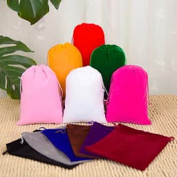 100pcs/Lot Drawstring Velvet Bags Jewellery Pouches 5x7 7x9 8x10 10x12cm Wedding Party Gift Packaging Bag Custom Logo Print