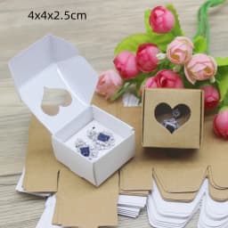 10pcs DIY Handamde Paper Jewelly Necklace Earring Packaging Box with Window Cowhide White Design Jewelry Ring Packaging Paper Bo