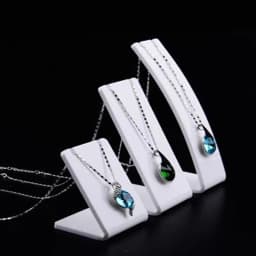 Fashion White Acrylic Necklace Jewellry Display Stand Holder Earring Pendant Exhibition Shelf 3 Sizes Jewellery Storage Showcase