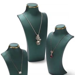 Luxury Exhibitor PU Leather Necklace Jewelry Display Stand Neck Bust Model for Jewelry Store Showcase Props Window Counter Rack