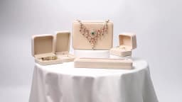 Beige Velvet Jewelry Display Case Luxury Wedding Ring Earrings Necklace Bracelet Storage Organizer Gift Set Box