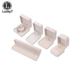 Beige Velvet Jewelry Display Case Luxury Wedding Ring Earrings Necklace Bracelet Storage Organizer Gift Set Box