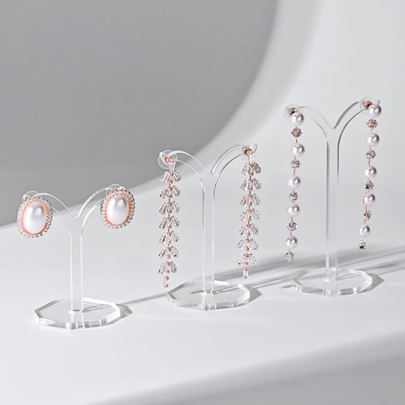 1pc Acrylic Clear Earrings Display Holder Acrylic Jewelry Display Stand Holder Y Shape Stud Earrings Drop Earrings Showcase