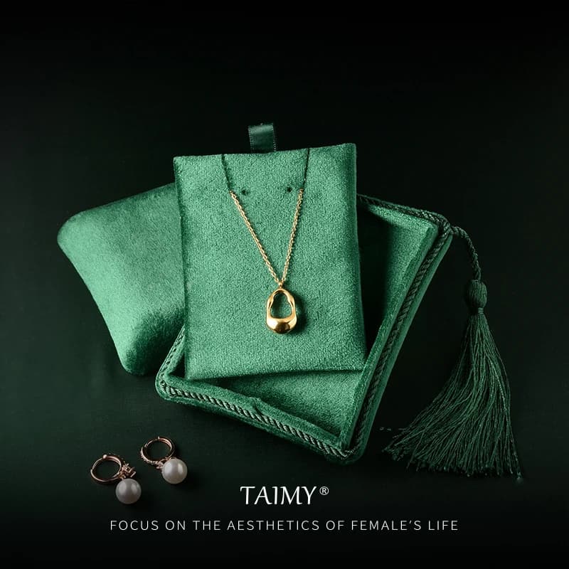 TAIMY Plush Velvet Necklace Jewelry Box Suede Tassel Jewelry Box Portable Travel Storage Jewelers Pendant Packaging Boxes