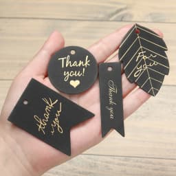 50pcs/Lot Bronzing Stamping Thank You Tags Black White Paper Card Handmade Gift Wrapping DIY Jewelry Accessories Price Label