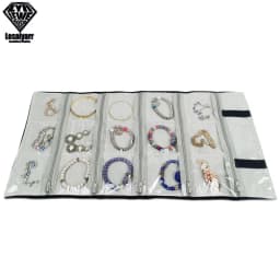 Foldable Black Velvet Zipper Jewelry Roll Bag for Jewellery Ring Earrings Organizer Storage Bag Portable Necklace Display Cases