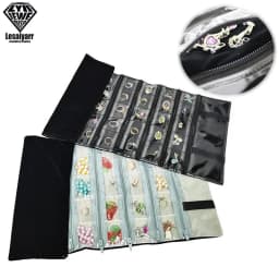 Foldable Black Velvet Zipper Jewelry Roll Bag for Jewellery Ring Earrings Organizer Storage Bag Portable Necklace Display Cases