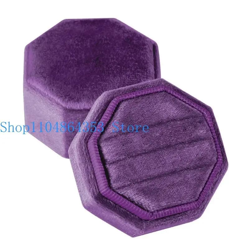 Octagonal Velvets Rings Box for Three Rings Soft Flannel Engagement Display Case Flannel Jewelry Organizers for Rings