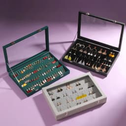 Velvet Clear Lid Earring Box Organizer Storage 32 Pairs Earrings Stud Tray Showcase Display Case