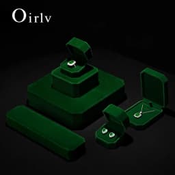 Oirlv Gemstone Green Velvet Ring Box Jewelry Box Set Luxurious High-Quality Bracelet Box Necklace Box Customizable by Organizers