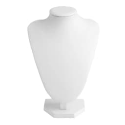 White Jewelry Bust Necklace Display Stand Trade Show Holder with Faux Leather