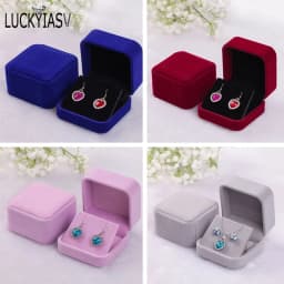 Velvet Jewelry Storage Boxes Earrings Pendant Jewelry Box Velvet Case Earrings Plastic Display Box 7*7*4cm
