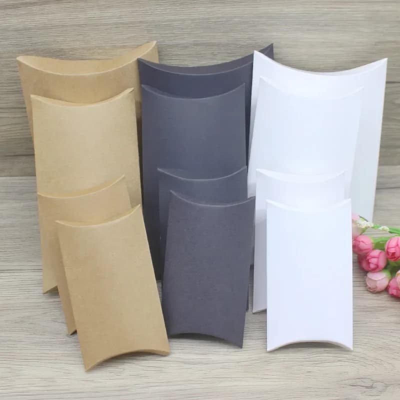 10pc Multis Size Gifts Box Vintage Kraft White Gifts Package Pillow Box Paper Party Suppiles Wrapping Jewelry Package