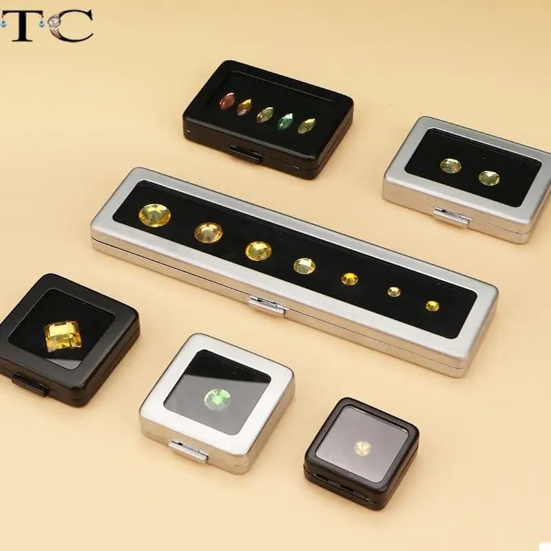Metal Bare Diamond Storage Box Stainless Steel Metal Diamond Colored Gem with Double Inner Cushion Bare Stone Box