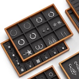 Oirlv Wooden Jewelry Tray Ring Earrings Bracelet Bangle Necklace Tray Solid Wood Jewelry Display Tray Wooden Jewelry Organizer