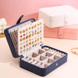 Newly Unique Blue Romantic Box PU Storage Bracelet Jewelry Box Wholesale Creative Portable Travel Storage Box Earrings Ring