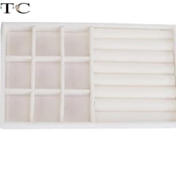 1PC Beige Velvet Jewelry Tray Earrings Earrings Ring Storage Earrings Simple Jewelry Box Jewelry Desktop Organizing Cases
