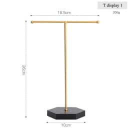 Newly Wooden/Metal Gold T-shaped Earrings Ring Necklace Watch Jewelry Shelf Jewelry Stand Counter Pendant Jewelry Display Stand