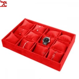 Velvet Earnail Pendant Jewelry Display Tray 12 Grid Bracelet Watch Premium Pillow Plate Adjustable Shelf 35*24 Menora