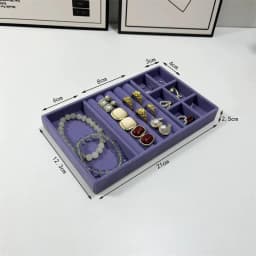 1PC Purple Fabric Jewelry Box Makeup Vanity Drawer Accessories Earrings Ring Storage Tray Desktop Organizer Box for Jewelry