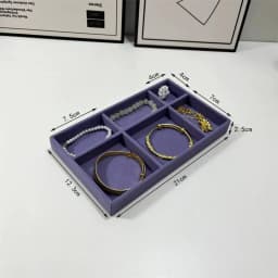 1PC Purple Fabric Jewelry Box Makeup Vanity Drawer Accessories Earrings Ring Storage Tray Desktop Organizer Box for Jewelry