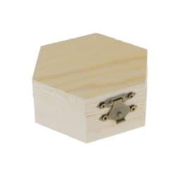 Phenovo Unpainted Plain Hexagonal Wooden Jewelry Box Trinket Chest Craft for Necklace Bracelet Bangle Earrings Watch Storage 