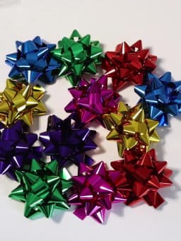 10-20Pcs Christmas Ribbon Bows Colorful Self-Adhesive Star Flower Bow DIY Gift Packaging Christmas Birthday Wedding Decoration