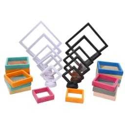 PE Film Colorful Jewelry Storage Box 3D Packaging Case Gemstone Free Stand Floating Frame Membrane Ring Earring Bracelet Display