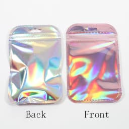50pcs Thicken Resealable Ziplock OPP Bags Laser Iridescent Bag Clear Storage Bag White Bag with Hang Hole for DIY Jewelry Making